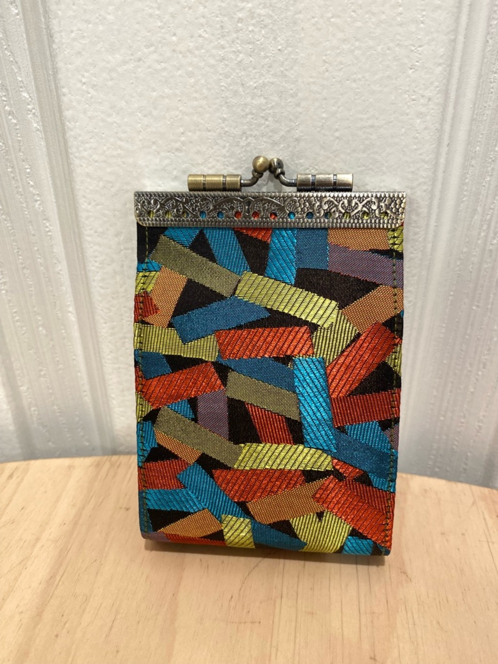 Cathayana Brocade Accordion Card holder Silk Patchwork Wallet 4.5”x3”